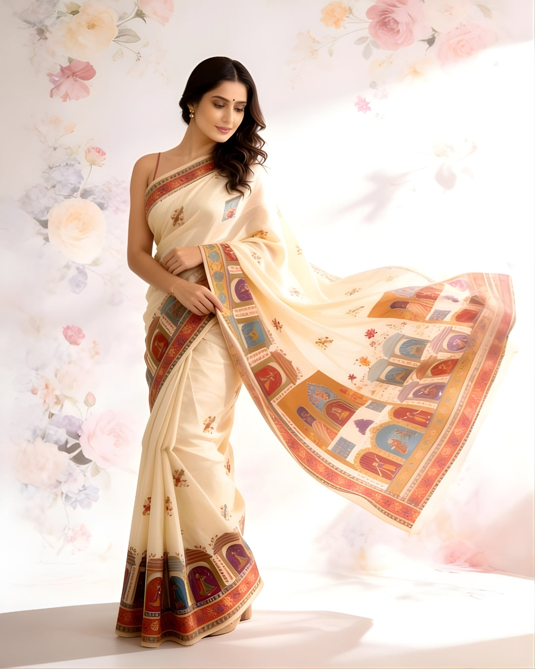 Kalakriti Ivory Story-Art Silk Saree